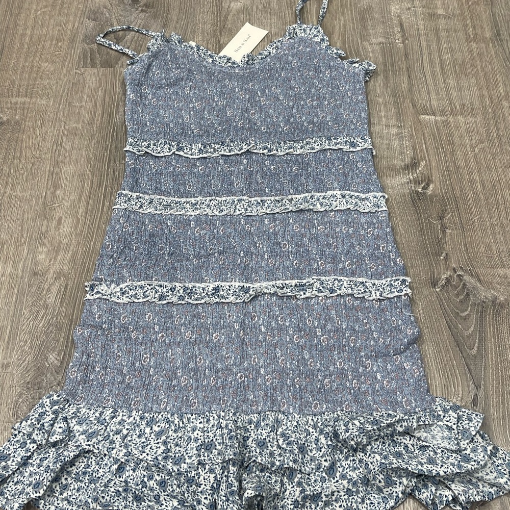 New Sim & Sam Girls Medium Spaghetti Strap Floral Dress J38